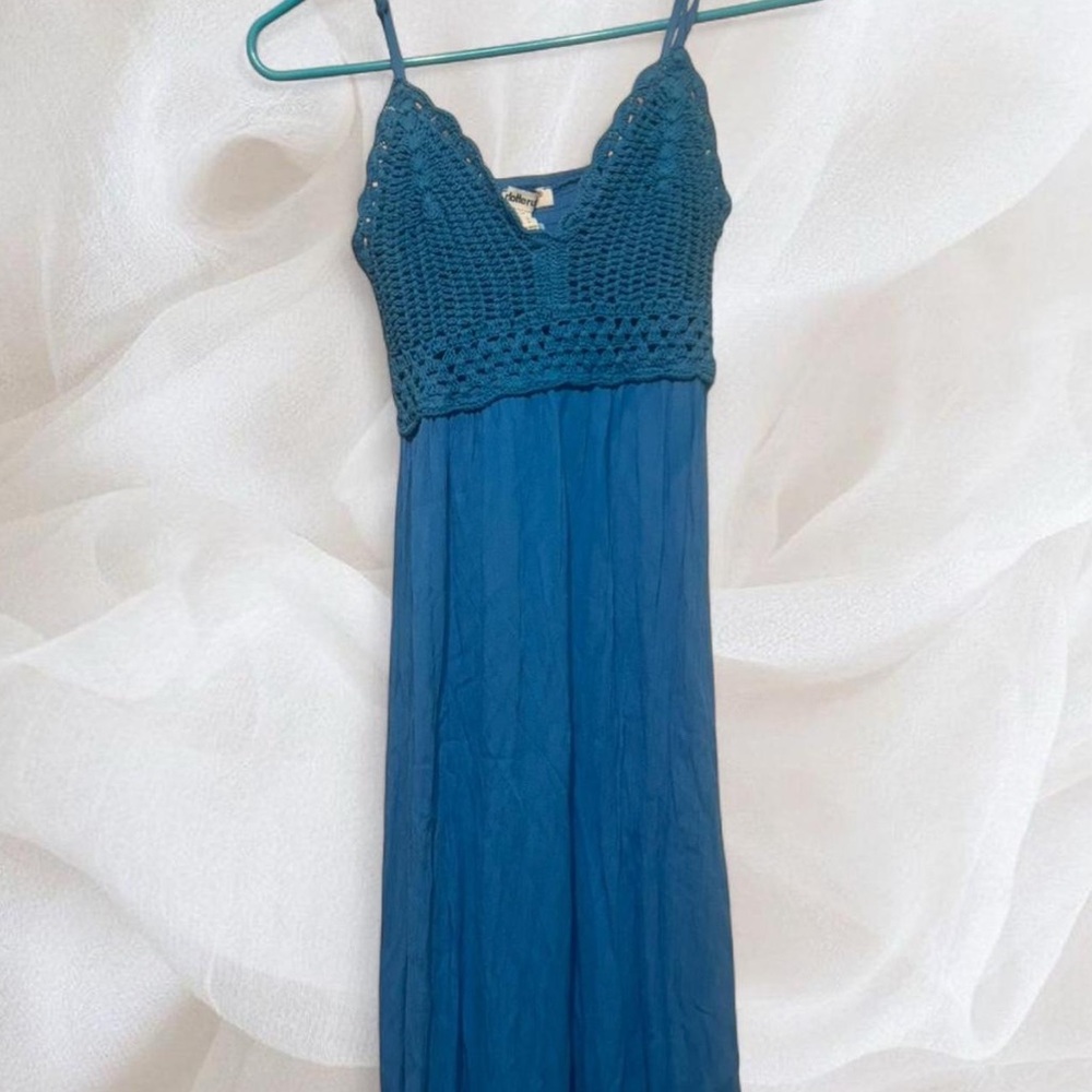 Charlotte Russ Blue crochet top maxi dress